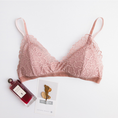 Girls Beautiful Underwear Sexy 19mm Mulberry Silk Bra With Lace Western Strap